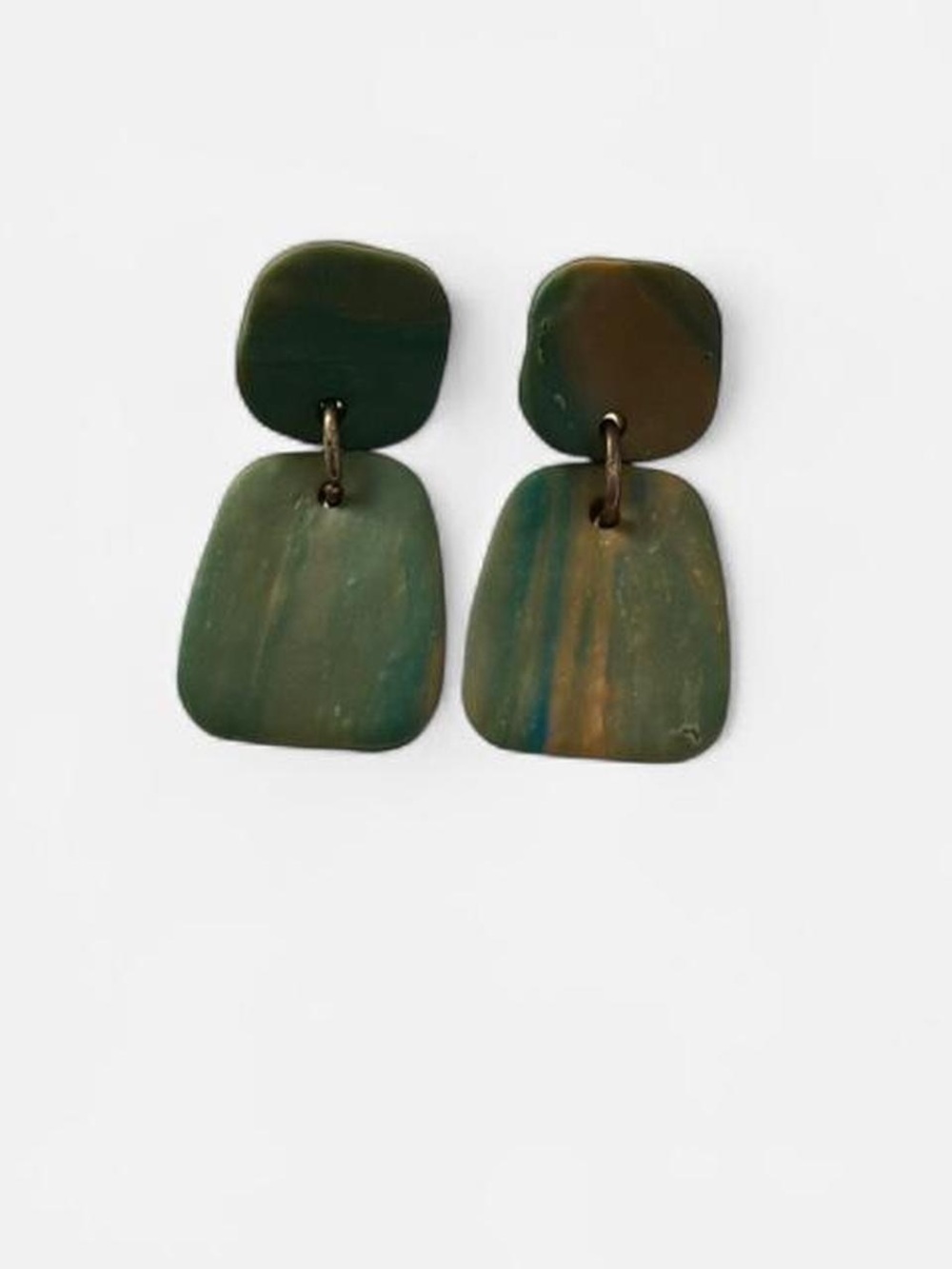 Green Handmade Clay Drop Earrings - Women Jewelry